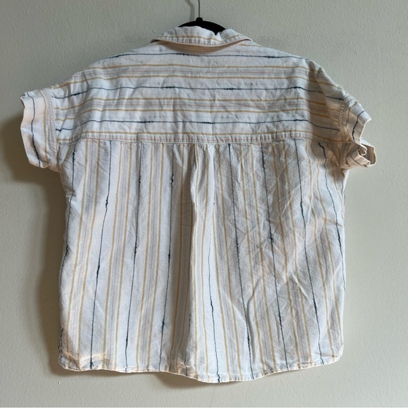 Madewell Park Popover Shirt Yellow Pink Stripes Women XS Cottagecore Peasant‎ - Picture 2 of 2